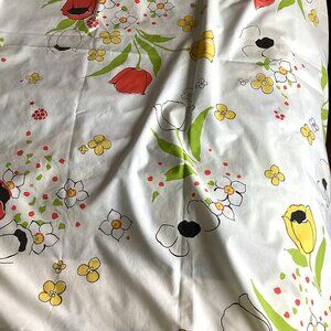 Vintage Wamsutta Flat Sheet White Floral Flowers Retro Bedding Bed Linen